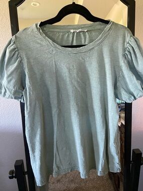 Jane and Delancey Sage Green Puff Sleeve Tee